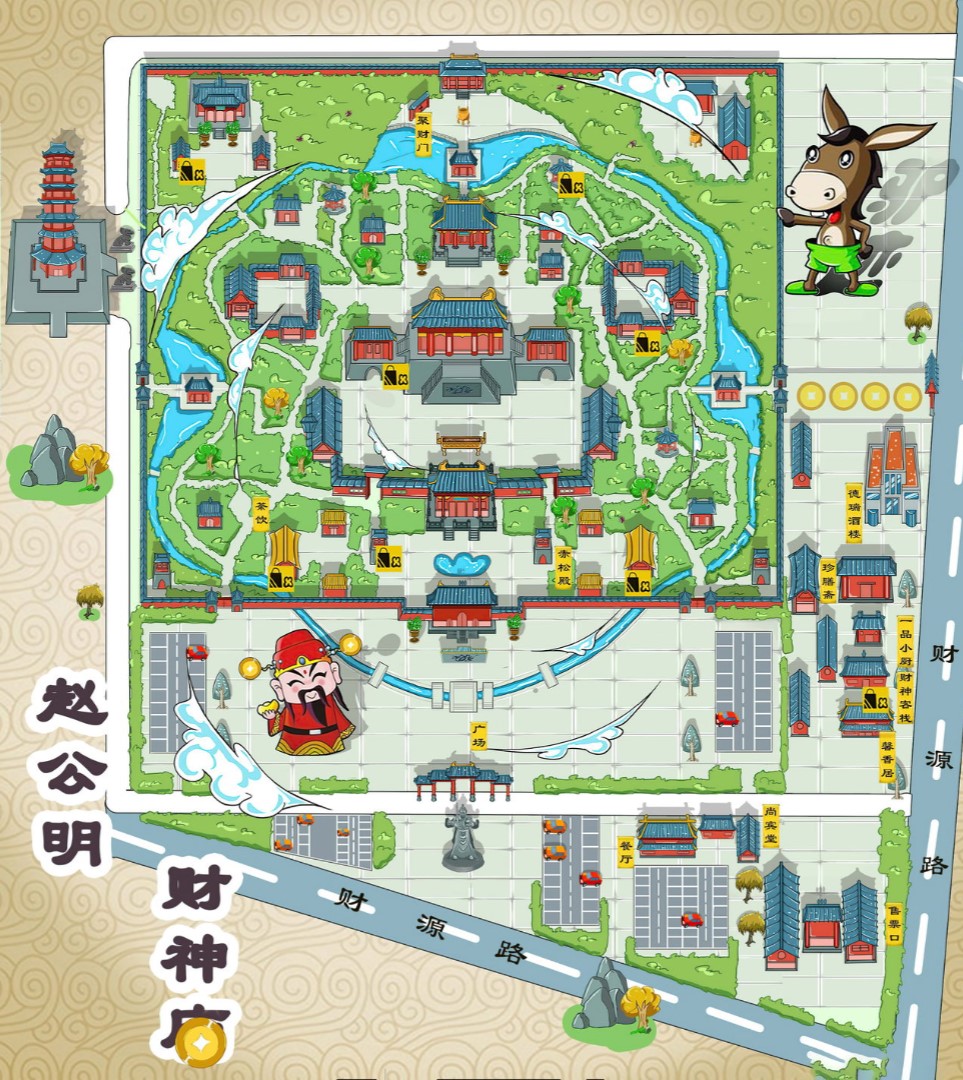 文峰寺庙类手绘地图
